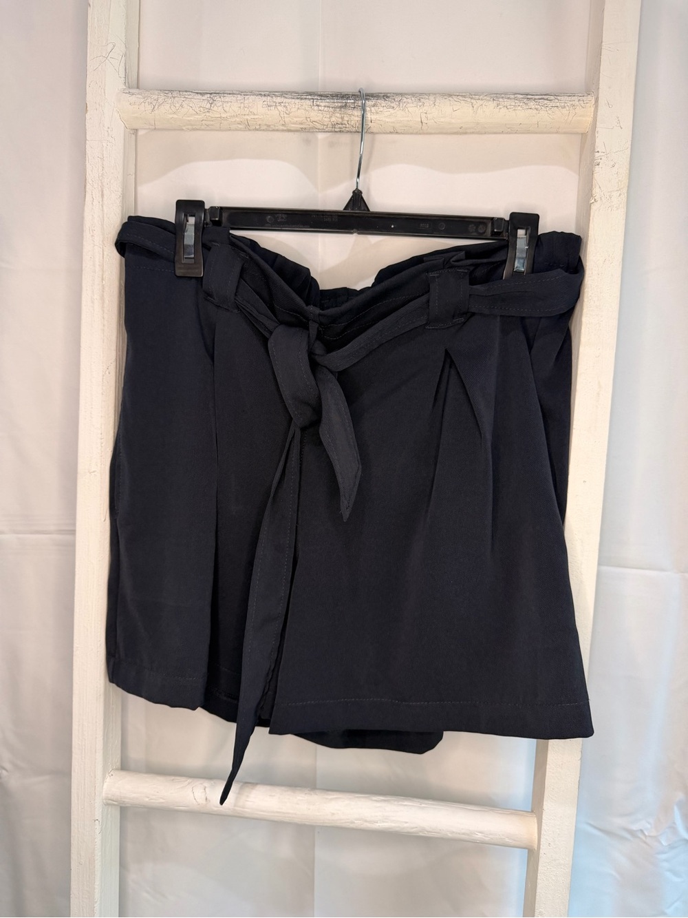 Max Studio High-Waist Tie-Belt Paperbag Shorts - Black